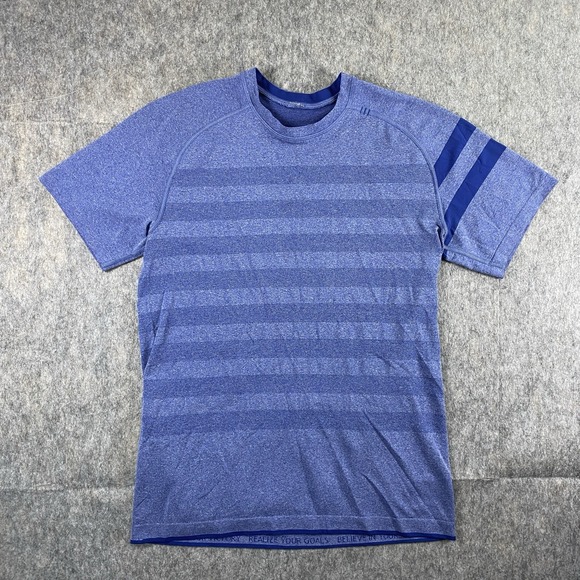 Lemon Other - Lululemon Metal Vent Tech T-Shirt Men's Small Blue Stretch Gym Train Striped
